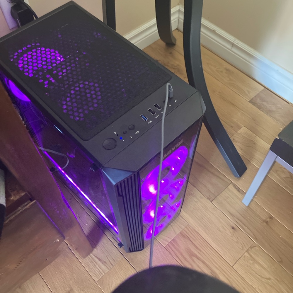 Gaming PC with Purple LED Lighting